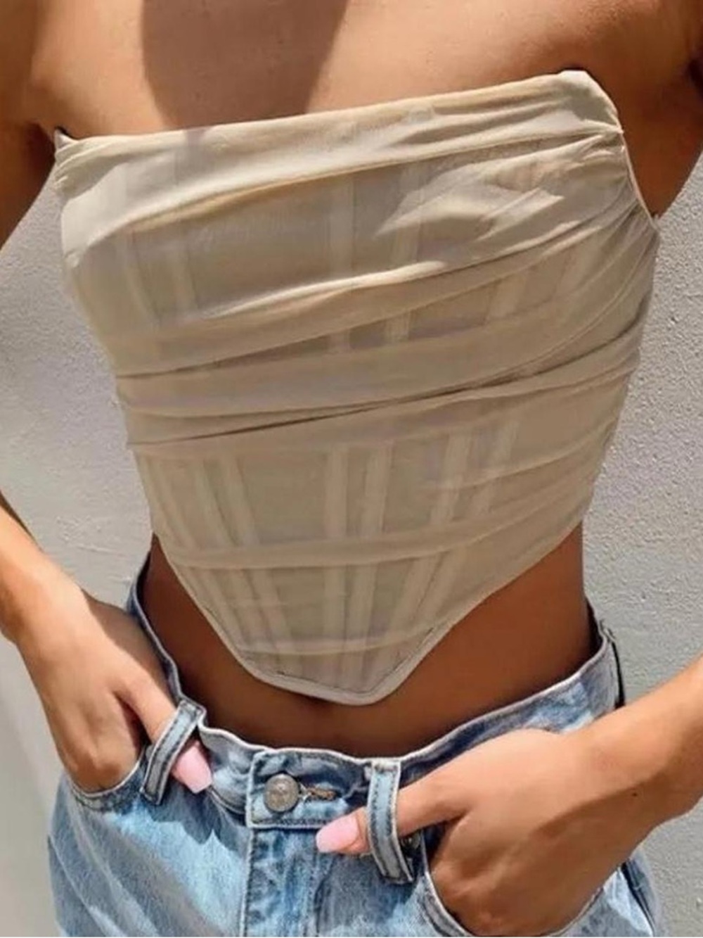 Princess Polly Avery Bustier Top Champagne